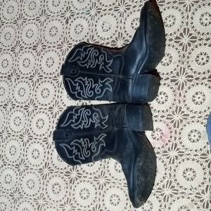 Western Black Cowboy Boots size 2 USA Mex 21 eur 34 Very Good Condition